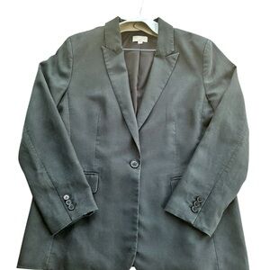 LOFT Charcoal Gray Tailored Blazer Size 16 Classic Work Office Jacket